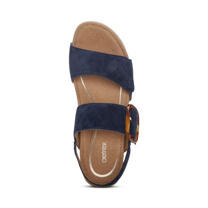 Women's Aetrex Ashley Arch Support Wedge Color: Navy