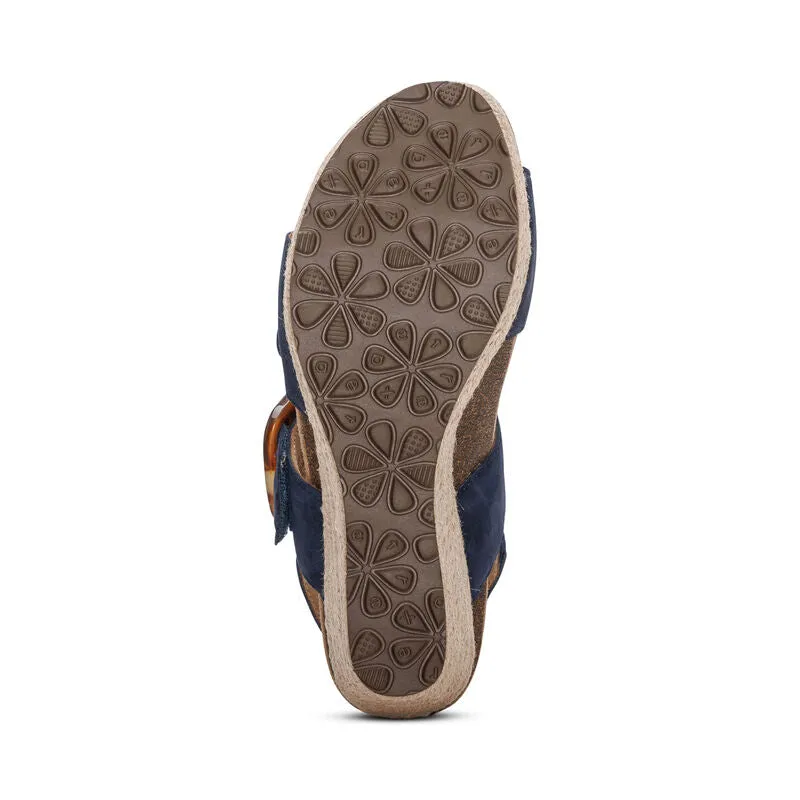 Women's Aetrex Ashley Arch Support Wedge Color: Navy