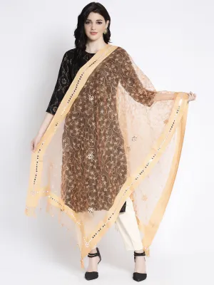 Women'S Light Orange Embroidered Dupatta