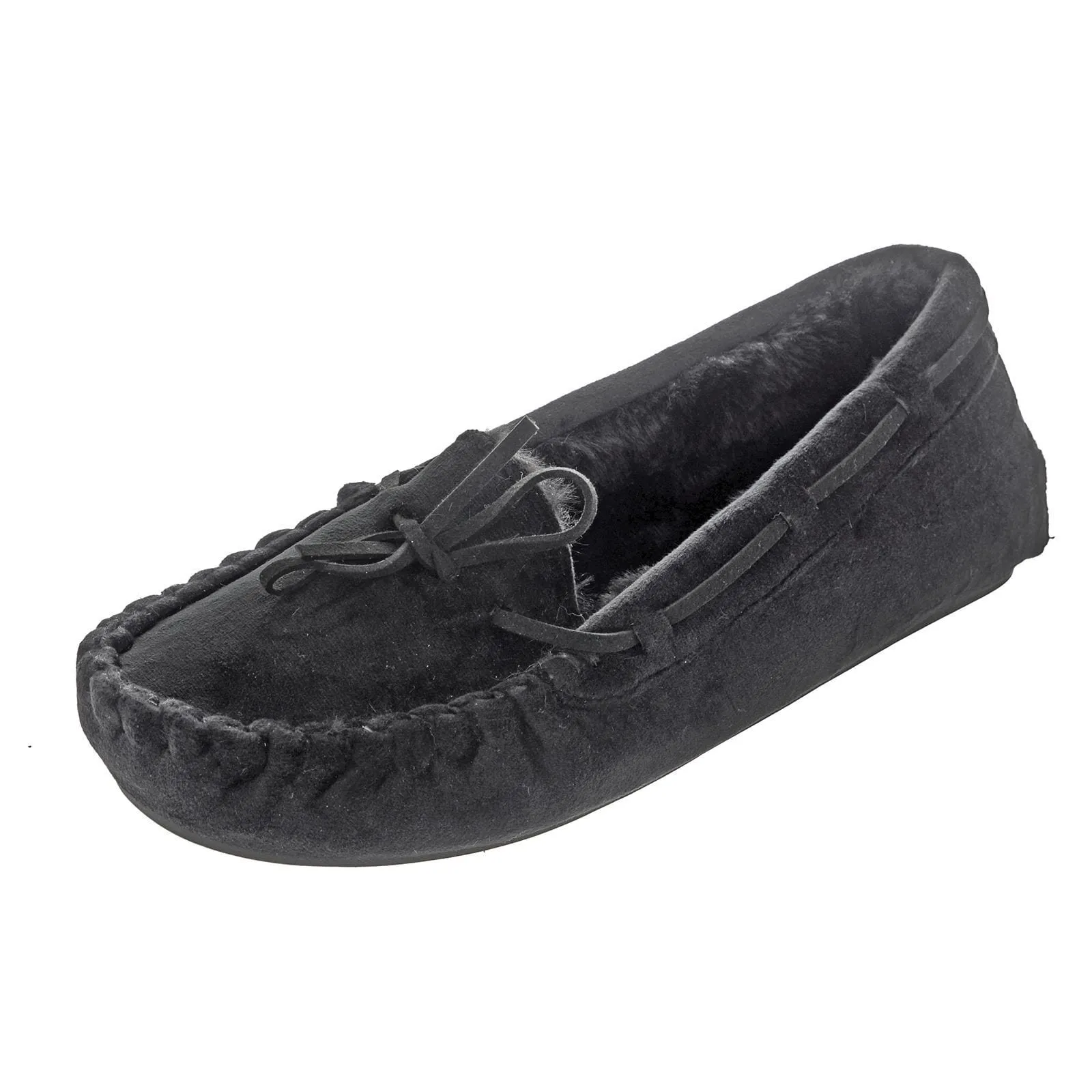 Womens Moccasin Slippers Luxury Velour Fur Lining Non-Slip