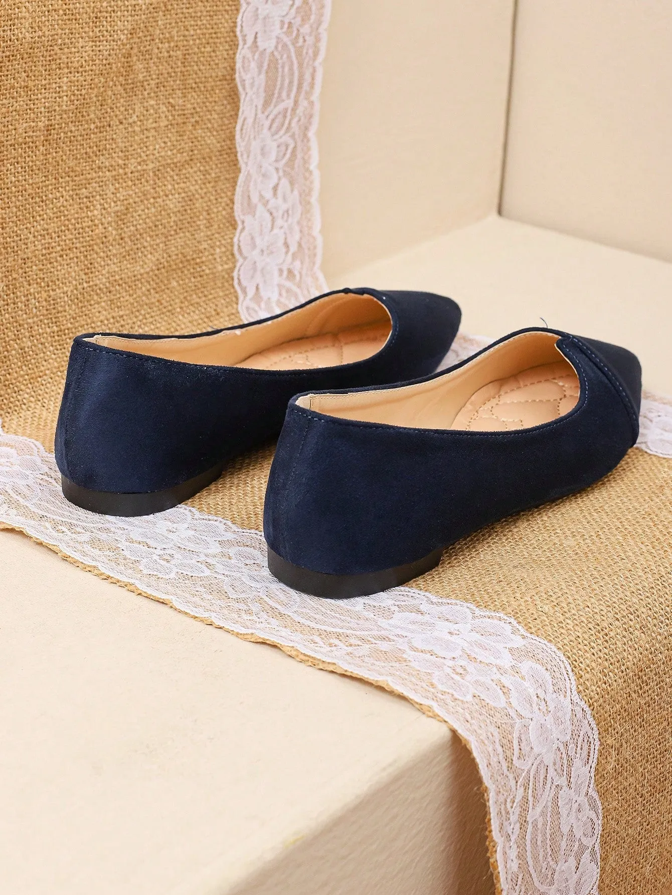 Women's Soft Bottom Pointed Toe Flats, Light Blue Suede Shallow Mouth Autumn Shoes For Four Seasons Office Commute Work