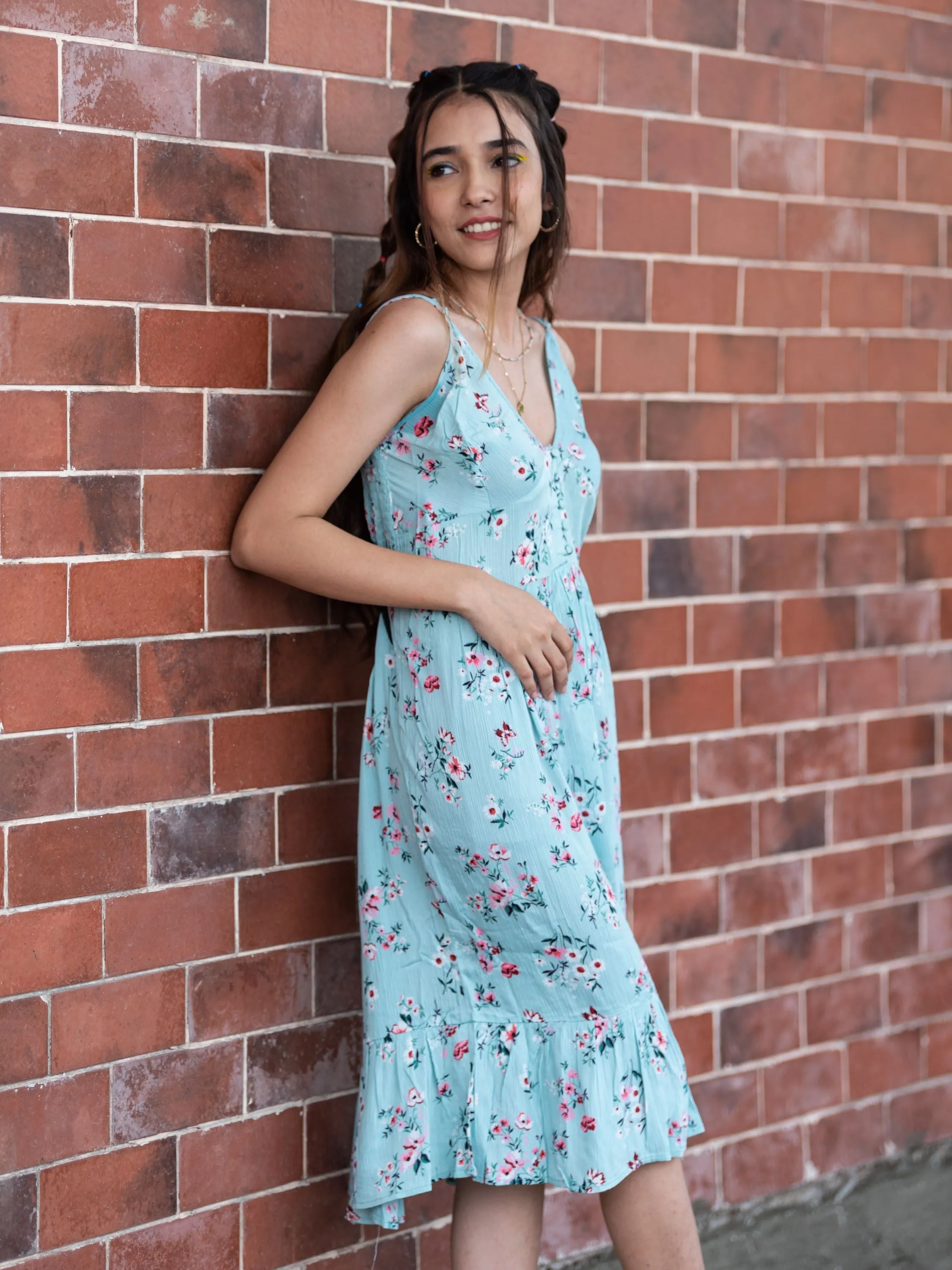 woven Floral Print Dress