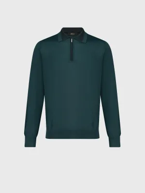 Zipped Polo Shirt Dark Green