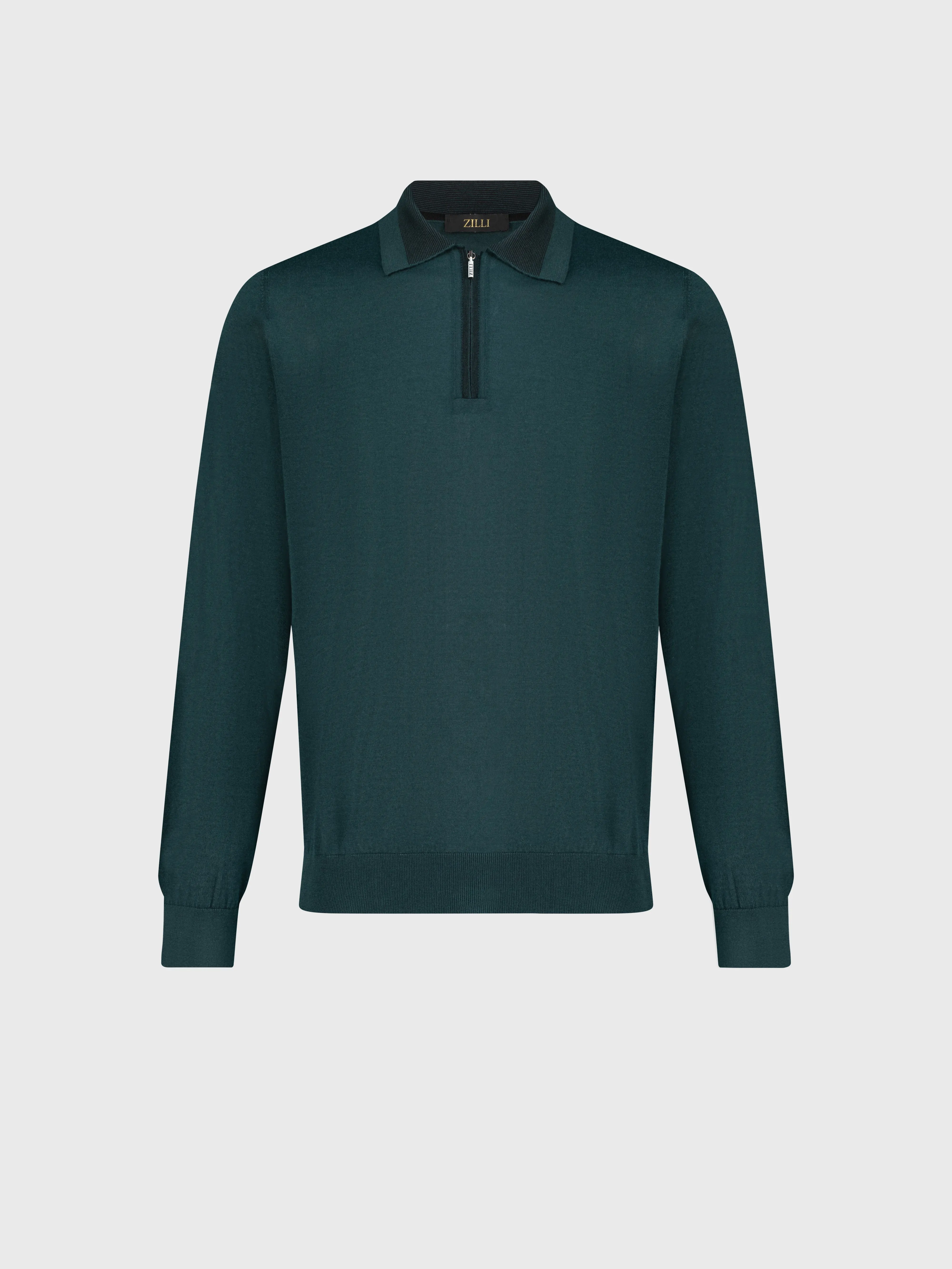 Zipped Polo Shirt Dark Green